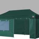 Eurmax USA Full Zippered Walls for 10 x 20 Easy Pop Up Canopy Tent,Enclosure Sidewall Kit with Roller Up Mesh Window and Door 4 Walls ONLY,NOT Including Frame and Top(Forest Green)