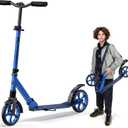 Outdoor Cruiser Kick Scooter for Ages 6+, for Kids, Teens, and Adults, Max Load 250 LBS, Foldable, 8-inch Wheels for Kids and Adults, Dual Suspension, 3 Adjustable Levels, Child Safety Approved, Blue