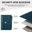 GOIACII Small Women's Wallet Leather Ladies Billfold Card Holder RFID Blocking with Zipper Coin Pocket, Teal