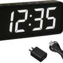 Digital Alarm Clock with Large 2 LCD White Digits | Compact Bedside Clock with Dual Alarms, Snooze, 3 Brightness Levels, Temperature Display in F/C, Battery Backup (Small)
