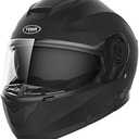 YEMA Motorbike Crash Modular Helmet ECE Approved - YM-926 Full Face Racing Motorcycle Helmet with Sun Visor for Adult Men Women - Matt Black, M