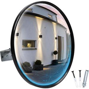 12-Inch Traffic Mirror  160 Adjustable Wide-Angle Convex Safety Mirror for Driveways, Garages, Warehouses & Parking Lots, Indoor/Outdoor Blind Spot Coverage