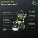 Greenworks Pro Brushless 3000 PSI (CSA Certified) 2.0 GPM Max / 1.1 GPM Electric Pressure Washer (Foldable Handles, Rugged Steel Frame, 25 FT Hose, 35 FT GFCI Power Cord)