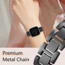 Metal Band Compatible for Fitbit Versa 2/1/Lite/SE, 22mm Dressy Stainless Steel Chain Strap Designer Wristband for Fitbit Versa Smartwatch (Black)