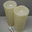 NURADA Large Outdoor Solar Candles Waterproof - 12" x 5" Rechargeable Solar Powered Flameless LED Pillar Flickering Candle for Patio Porch Lanterns Decor - Ivory Set of 2