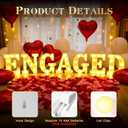 Engagement Party Decorations, Engaged LED Light Up Letters, With Rose Petals, Aluminum Balloons, Round Pearlescent Balloon, Double Sided Tape, for Wedding Engagement Bridal Shower Engaged Party Decor