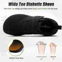 Men's Orthopedic Diabetic Extra Wide Walking Shoes: Comfortable Arch Support Adjustable Fit Hook and Loop Loafers, Breathable Width Toe Box Tendonitis Shock Absorber Slip-On Shoes Black Size 9.5