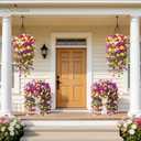 Serwalin Artificial Hanging Flowers for Outdoors UV Resistant, 4PCS Faux Morning Glory Fake Outdoor Flowers Realistic Silk Flower Plants for Outside Planter Front Door Porch Patio Yard Decor