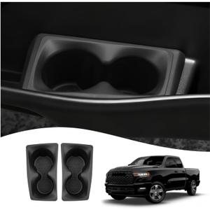 Karltys Car Door Cup Holder Insert, 2 Pcs TPE Front Door Cupholder Insert, Left and Right Door Pocket Cup Holder Insert for Dodge Ram 1500 2019-2025 2026