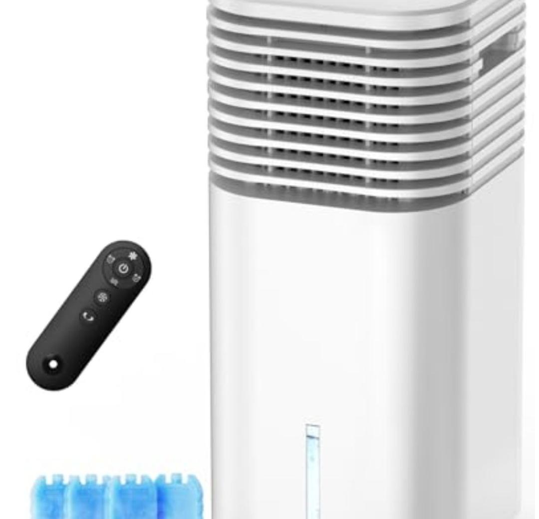 FLOWBREEZE Windowless Portable Air Conditioner, 15H Timer&120°Oscillation, 3-IN-1 Portable AC Unit with Remote, 2Gal Tank, 3 Modes & Speeds, Ultra-Quiet 24" Ventless Swamp Cooler for HomeOffice, White