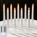 Raycare Pack of 9 Flameless Taper Candles Battery Operated, Led Candle Sticks Warm Flickering, 6.7 Inches Taper Candlesticks with Holders, LED Window Candles with Remote Timer (Batteries not included) (White)