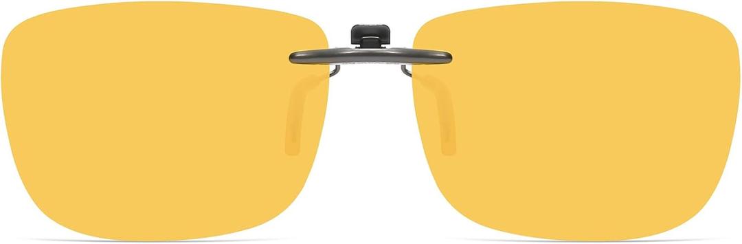 CAXMAN Night Driving Glasses Clip On Night Vision Glasses HD Polarized Yellow Lens Compact Fit Non-Flip Up