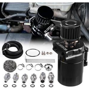 Universal 300ml Aluminum Baffled Oil Separator Catch Can Kit with Installation Bracket and Thickening Tube Black