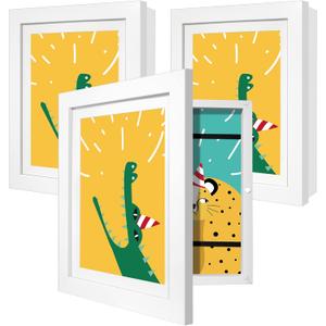 Giverny Kids Artwork Picture Frames 10x12.5 White 3 Pack, Glass Kids Artwork Frames Changeable for Wall Mount, 10x12.5 Frame with 8.5x11 Mat, for Kids Art Drawings Art Projects A4 Schoolwork