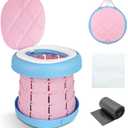 Inmorven Portable Toilet Camping Foldable Potty Travel Toilet Adjustable Height Training Toilet Seat Emergency Toilet Travel for Toddler Adults Kids for Car,Camping, Trips,Boat,Indoor,Outdoor etc. (Pink&Blue)