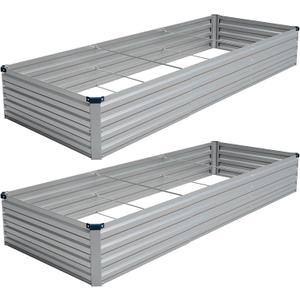 Vengarus 10x3x1FT (2 Pack) Galvanized Raised Garden Bed Kit, Outdoor Metal Planter Box for Vegetables, Rectangular Steel Container, Easy Assembly (Sliver)