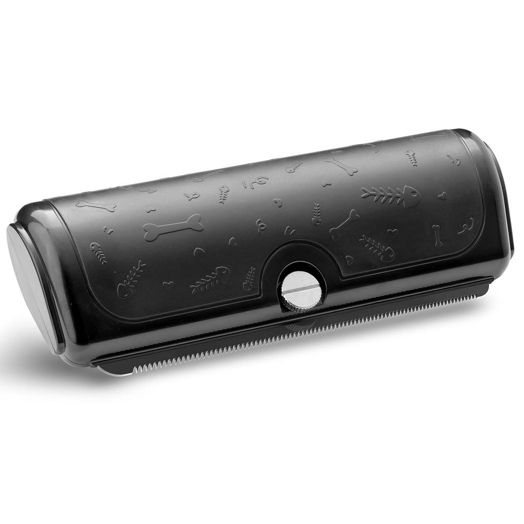 Dog & Cat Deshedding Brush & Shedding Blade - Metal Undercoat Grooming Tool for Short & Medium Fur and Double Coats - Ergonomic Handle - Black