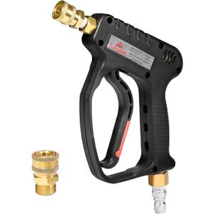 YAMATIC Short Pressure Washer Gun with Swivel, 5000 PSI Power Washer Wand Stubby Trigger Handle with 3/8" Plug & M22-14mm Male Inlet, 1/4" Quick Connect Outlet for Foam Cannon Car Wash