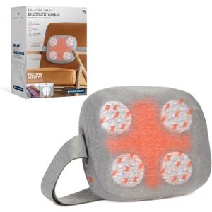 Sharper Image® RealTouch™ Lumbar Acupressure Back Massager, Soothing Heat for Relaxation, Targeted Micro Nodes, Multi-Area Design, Adjustable Strap, Ergonomic Design for Back Support, Legs, & Feet