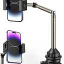 JSAUX Car Cup Holder Cellphone Mount, Metal Long-Arm Ultra Stable Phone Holder for Car Cupholders - Adjustable for iPhone 16 15 Pro Max 13 12 11, Samsung Galaxy S24 S23 Ultra, Google Pixel 9 Pro (ClipMount)