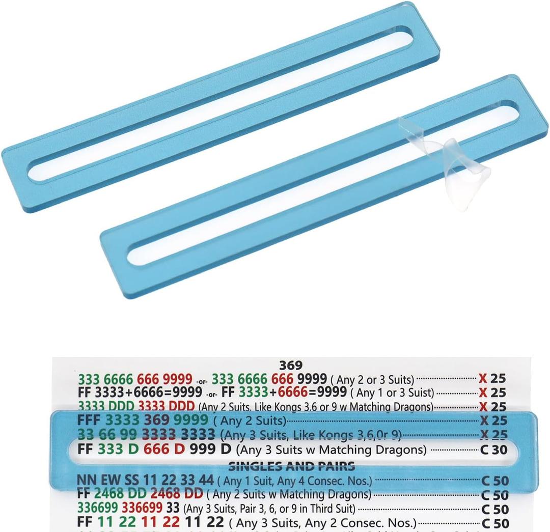 Pack of 4 Mahjong Line Reader Mahjong Line Finder Acrylic Mah Jong Card Line Guide (Blue)
