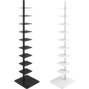 9-Tier Metal Spine Bookshelf - Vertical Tower for Booksfor Small Spaces, Multipurpose Corner Bookshelf, Tall & Narrow Ladder Bookcase, Ideal Book Display for Home or Office (Black)