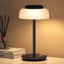 QiMH Battery Operated LED Table Lamp, 5000mAh Rechargeable Cordless Lamp, Stepless Dimmable Touch Control, Small Waterproof Desk Night Light for Living Room, Bedroom, Outdoor Bar (Black) (1 pack)