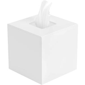 FEMELI Tissue Box Cover,Square Acrylic Tissues Paper Holder for Bathroom Bedroom Office,White (5.5x5.5x5.5inch(LxWxH))