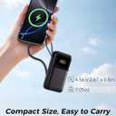 Power Bank, 15000mAh Portable Charger with Built in Cable, 22.5W Fast Charging, 6 Outputs, Slim Travel Essential Battery Pack with LED Display, Compatible with iPhone 17/16/15/14/13, iPad Black