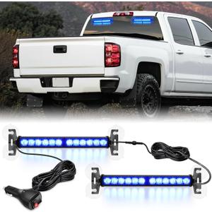 Nilight 24LED Emergency Strobe Traffic Advisor Light Bar 2 in 1 Blue Dash Warning Safety Flashing Lights Front/Rear Windshield Construction Lights for Trucks Cars Plow Police Firefighter Vehicles