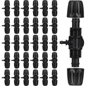 30pcs Drip Irrigation Fittings 1/2 to 1/4 drip irrigation connectors for (1/2'' ID x 0.60''-0.63'' OD) Anti-Drop Barbed Connectors Locked Barbed Tee Connector drips line connector