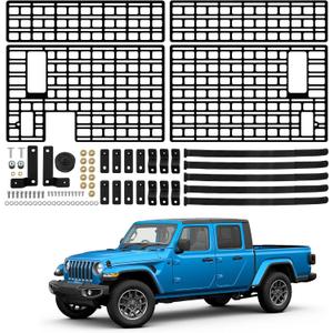 Side Molle Panel Compatible with 2019-2025 Jeep Gladiator JT Bed Storage Cargo Rack Truck Bed Organizer No Drilling Fits for Gladiator Accessories