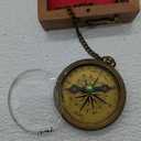 AWF Nautical Flat Brass Compass with Hook and Wooden Box – Handcrafted Decorative Compass for Marine Enthusiasts | Ideal Valentine’s, Graduation, or Confirmation Gift for Him | Great for Outdoor & Indoor Décor