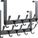 SKOLOO Over The Door Hook, Door Hanger Hooks for Hanging Clothes, Towels, Coats, Hats, Over The Door Towel Hook - Pack of 2, Black, Assembly Required