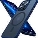 TORRAS Stronger Magnetic for iPhone 14 Pro Case, 12 FT Military Grade Drop Tested, Compatible with MagSafe, Slim Protective Matte Silicone for iPhone 14 Pro Phone Case, Translucent Navy Blue
