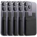 BIAJIYA Card Holder for Back of Phone, Pouch Silicone Wallet Sleeve Pocket Stick-on ID Credit Card for All Smartphones 5 Pack