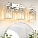 KunruiTAI Crystal Bathroom Lighting Fixtures Over Mirror, 3 Light Chrome Brushed Nickel Vanity Light, Modern Bath Wall Sconce Lighting for Bedroom Living Room (silvery)