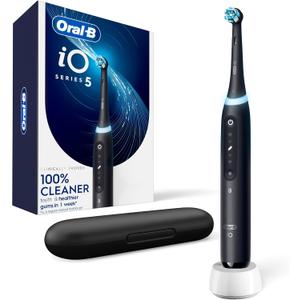 Oral-B Rechargeable Electric Toothbrush, iO5 Customizable Clean, 5 Cleaning Modes, Visual Pressure Sensor to Protect Gums, Travel Case, Black