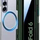Spugan for Samsung Galaxy Z Fold 6 Case with MagSafe, [Screen Protection] [Hinge Protection] Translucent Strong Magnetic Shockproof Case for Galaxy Z Fold 6 with S Pen Holder (Privacy-Green)
