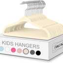 BAGAIL 50 Pack Kids Velvet Hangers 14 Inches Children's Clothes Hangers Non-Slip Baby Hangers for Infant/Toddler (Ivory)