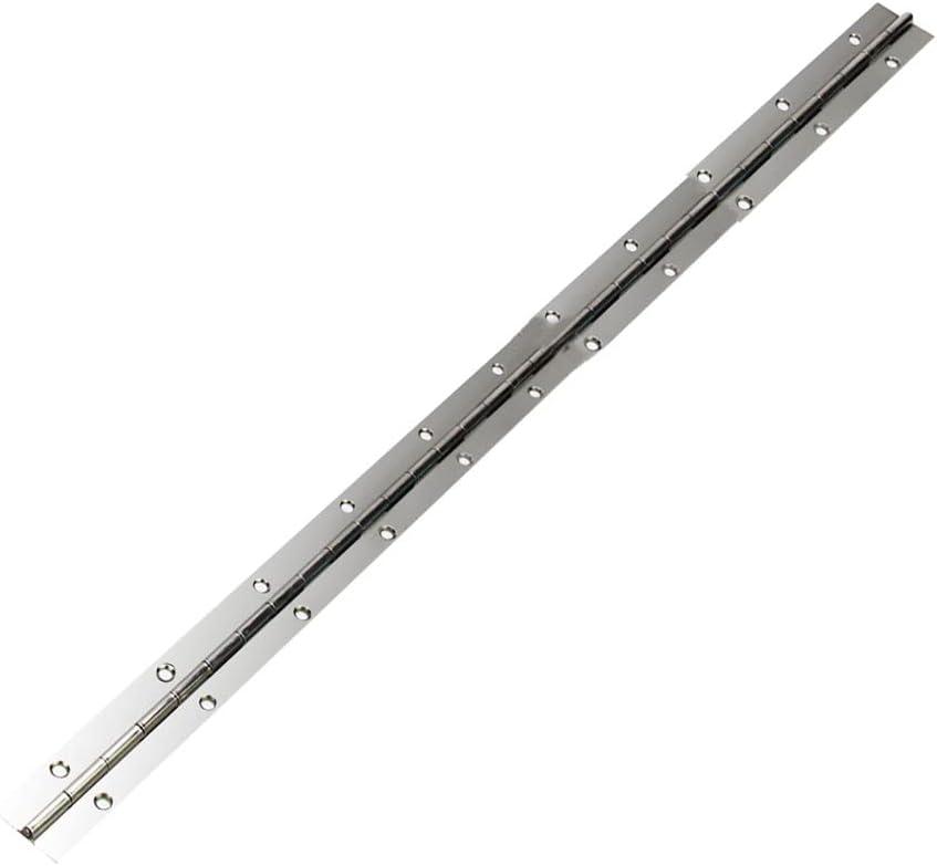 Heavy Duty Stainless Steel Chrome Continuous Piano Hinge, 600mm x 38mm x 1mm, 270 Open, 24 Pre-Drilled Holes, Silver