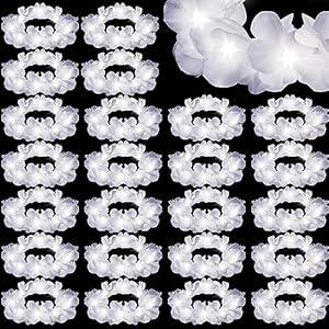 Retrowavy 24 Pcs LED Flower Crown Wreath Headband Fairy Flower Girl Headpiece Light up Hair Accessories for Wedding(White)