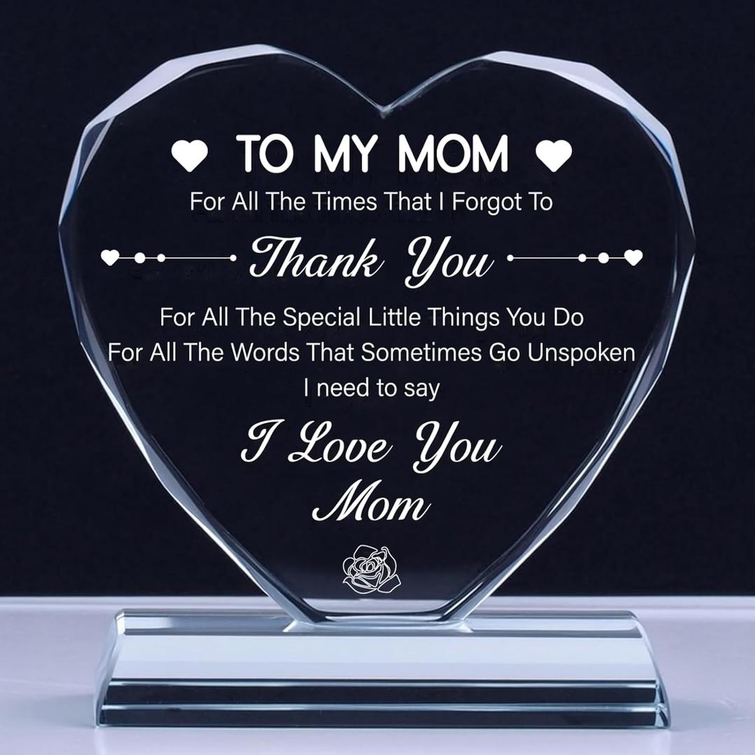 TIKTREE Birthday Gifts for Mom, Mother's Day Gifts from Daughters Sons, Mom Gifts K9 Crystal Keepsake for Mom' Birthday, Thanksgiving, Christmas.