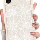 MZELQ for iPhone 16 Plus Case, Silicone Sunflower Floral Flower Cute Pattern, Camera Protection Soft Slim Shockproof for Girls Women -White