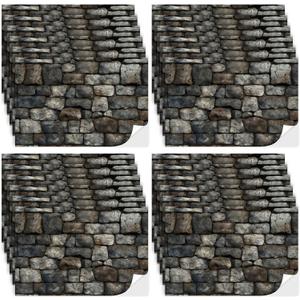 Flutesan 24 Pcs Miniature Dollhouse Wallpaper and Flooring Peel and Stick Mini DIY Self Adhesive Dollhouse Accessories 8.27 x 11.69 Inch (Stone Pattern), about 8.27 x 11.69 inches