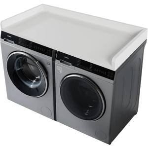 FAHKNS Washer Dryer Countertop - Wood Laundry Washer Dryer Topper with Anti-Slip Mat, 54" Width Waterproof Laundry Room Organization, Light & Save Space, White, 54"D x 27.5"W x 3.3"H