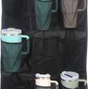 Cup Storage Organizer Compatible Stanley - 15 Large Bottle Pockets, Hanging Wall Mount for Various Sizes, Tumbler Storage Accessories