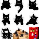 Acellegic 12 Pack Cat-Shaped Magnetic Chip Clips Cute Black Cat Food Bag Clips Funny Magnets for Snack or for Use on The Fridge, Kitchen Organization and Home Use, Remove Protective Film