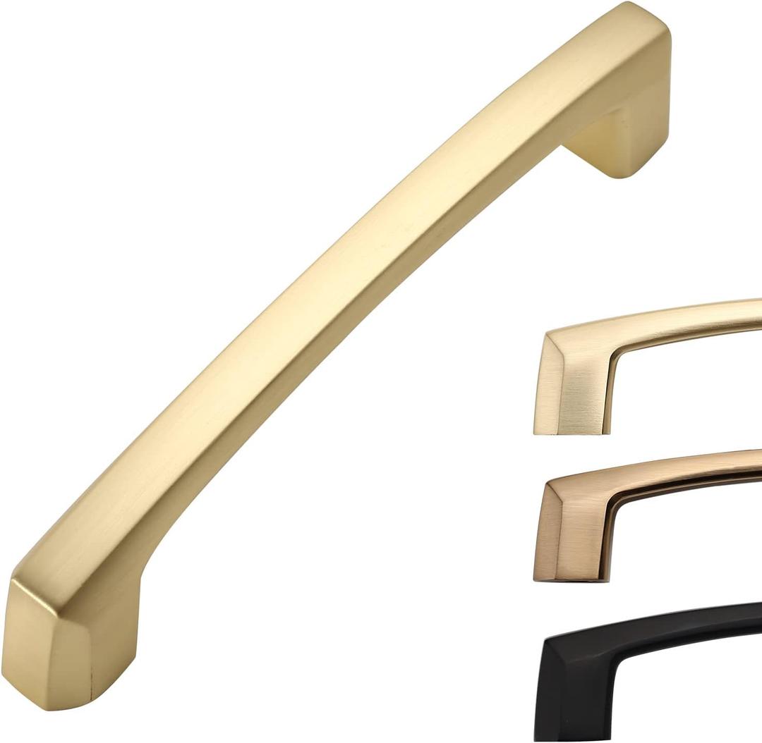AOOTOCH 5 Inch Brushed Gold Cabinet Pulls - Kitchen Handles for Cabinets, Cupboards, Drawers and Dressers - 10 Pack