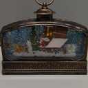 Christmas Snow Globe Christmas Decorations Gifts Santa Claus Snowman Church Cabin Village Scene USB/Battery Timer Music Glitter Snowfall Lantern